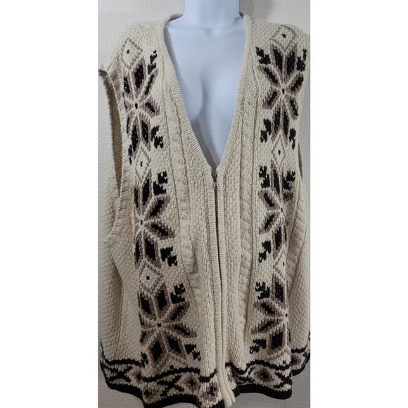 Lane Bryant Designs & Co. Tan Brown Beige 3/4 Zipper Knitted Vest 26 28 Stretchy - Picture 1 of 3